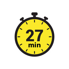 27 min clock icon vector number design illustration