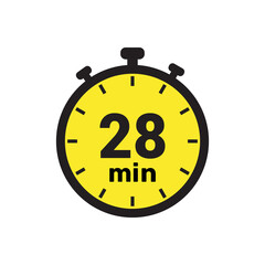 28 min clock icon vector number design illustration