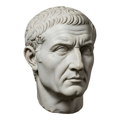 Obraz premium Marble Head of an Ancient Roman Man Isolated on White or Transparent Background