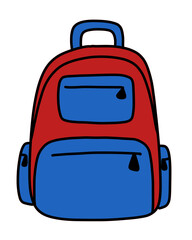 Red and blue back pack png illustration 