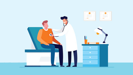 Doctor Examining Patient Healthcare Vector Illustration