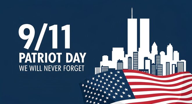Commemorative Patriot Day illustration honoring a significant day of remembrance and national resilience, a powerful graphic tribute.