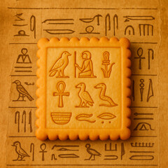 Cookie with Egyptian Hieroglyphs Engraved Design
