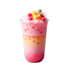 Layered Jelly Drink with Floral Garnish