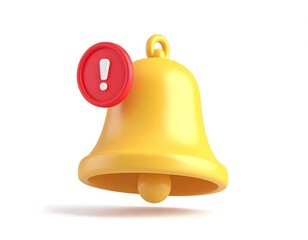 Alert Notification Bell Icon with Exclamation Mark for Urgent Information and Reminders