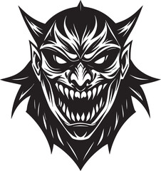 Spooky Halloween Mask Silhouette – Scary Face Cutout Design Vector
