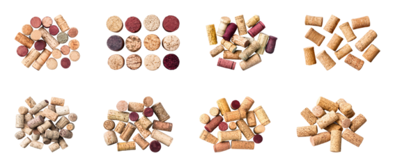 Corks collection display neutral, isolated on transparent background, png set