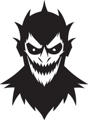 Spooky Halloween Mask Silhouette – Scary Face Cutout Design Vector
