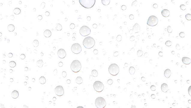 Photo of water droplets and bubbles isolated on a transparent background
