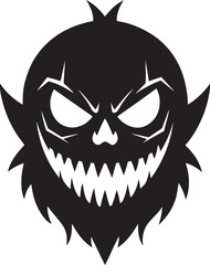 Spooky Halloween Mask Silhouette – Scary Face Cutout Design Vector
