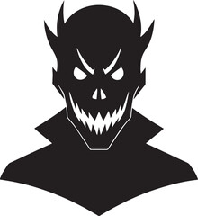 Spooky Halloween Mask Silhouette – Scary Face Cutout Design Vector
