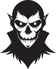 Spooky Halloween Mask Silhouette – Scary Face Cutout Design Vector
