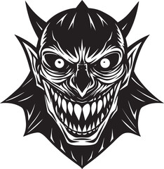 Spooky Halloween Mask Silhouette – Scary Face Cutout Design Vector
