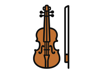 Fototapeta premium Vector Illustration of Violin and Bow Icon