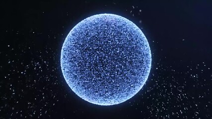 Futuristic blue sphere of glowing particles representing global network communication and big data visualization. - Powered by Adobe