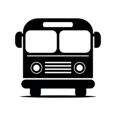 Illustration of a black bus with white windows and round headlights on a white background image vector