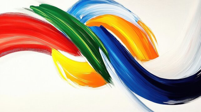 Vibrant Abstract Painting with Intertwined Colors - Powered by Adobe