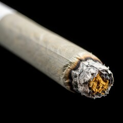 Close up of a burning cigarette with a dark background
