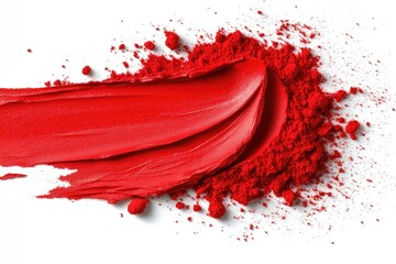 Vibrant Red Lipstick Swatch and Powder Texture