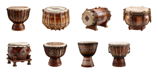 Traditional drumming event cultural center music instruments festival rhythm, isolated on transparent background, png set