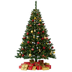 Fototapeta premium Festive Christmas Tree with Gifts and Ornaments