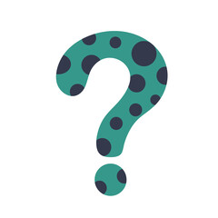 Dotted Pattern Teal Question Mark with Circle Accent Decorative Element