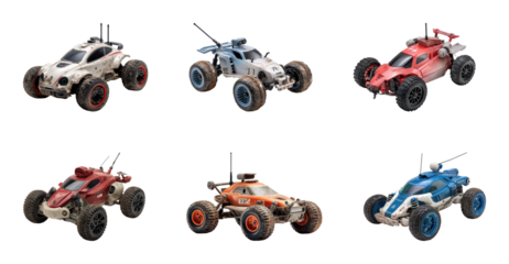 Exciting remote control car racing action track high-speed fun, isolated on transparent background, png set