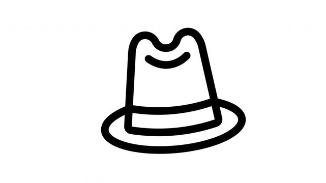 fedora hat minimalist stroke animation