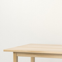 Minimal Wooden Table with White Wall Background, Space for product presentation display. 3D illustration