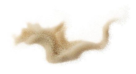 A cloud of uncooked white quinoa grains levitating and swirling in an abstract shape. The tiny individual grains are in sharp focus. Macro, photorealistic  on a transparent background.