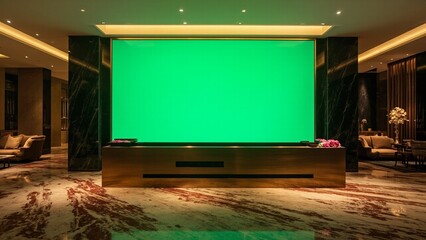 A large green screen in living room background layers design scene expression backgrounds motion cartoonish creative illustration elements frame figure movement style colorful composition