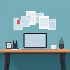Encrypted Laptop, Privacy Notices, Office Desk, PDPA Compliance, Professional Environment