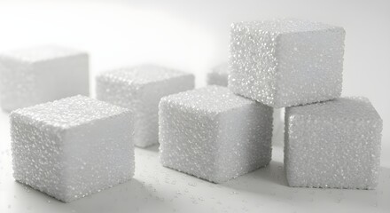 Sugar cubes isolated on white background.