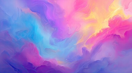 Abstract multicolored painting with flowing, blended colors.