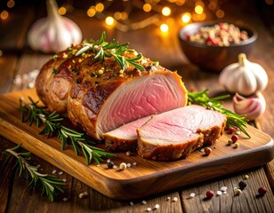 Delicious Roasted Pork Loin with Rosemary and Garlic Festive Holiday Dinner