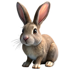 Fototapeta premium Cute cartoon rabbit in neutral colors. sitting and looking directly at viewer. Adorable animal character for children's content or marketing in a digital environment.