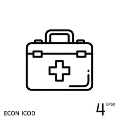 Line art illustration of a first-aid kit.