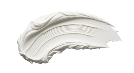 An artistic smear of soft, white cream cheese, with a perfect texture. The smear is dynamic, as if just made with a knife. Macro  on a transparent background.