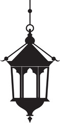 Hanging Lantern Silhouette Vector – Vintage Asian Metal Light Outline Clip Art