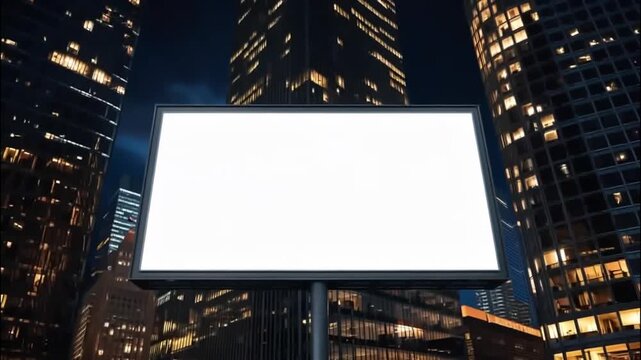 Large Blank Advertising Banner at Public Bus Stop on City Street
