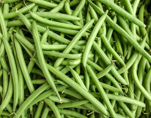 Fresh Green Beans Piled in a Heap