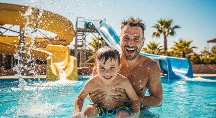 Father and Son's Joyful Waterpark Adventure