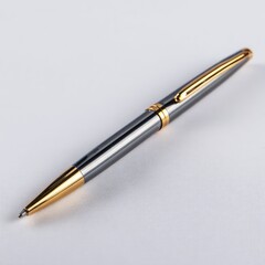 Naklejka premium Gray ballpoint pen, gold accents