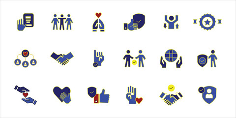 trust icons set. faith, truth, friend, honesty and more. simple colored vector illustration