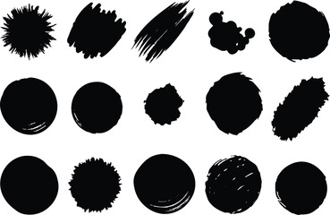 Adobe Illustrator Artwork Set of Abstract black label with watercolor spots  Scribble Sketch Doodle Elements

