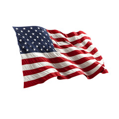 Obraz premium Waving American flag with vibrant red and white stripes and a field of stars. Patriotic symbol.