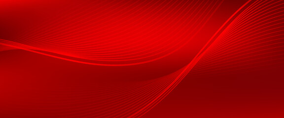 Abstract red background with smooth wave lines and gradient effect, creating a modern, elegant, and dynamic vector design for technology, business, or presentation themes.