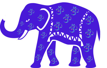 Indian Patterned Elephant Paisley - Folk Traditional Ethnic Pattern