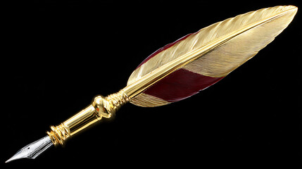 Fountain Pen Writing Feather Gold Luxury Stationery Ink Artistic Calligraphy Vintage Design Decorative Crafts Office Classy Journal Premium Text Elegant 