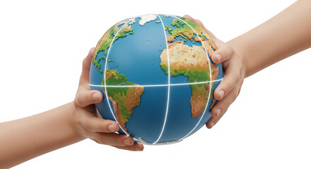Hands Holding Low Poly Earth Globe